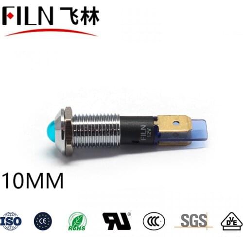 FILN Metal 10mm 12v 24v 220v red blue green signal lights high quality 110 volt led indicator lights with soldering pin