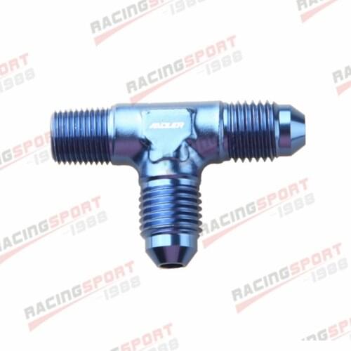 AN6 6AN to 1/4" NPT Universal Pipe Flare Tee T-piece Fitting Adapter Blue