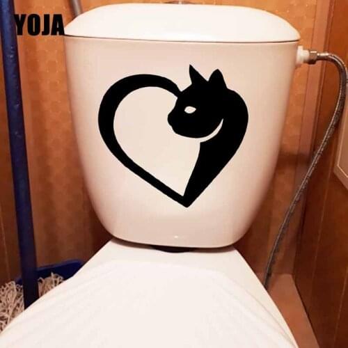 YOJA 24X22.6CM Cat Lover Heart Bedroom Home Wall Decals Toilet Sticker Decoration T5-0136