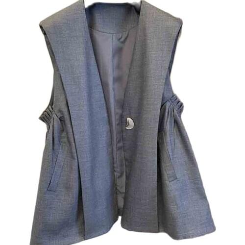 XL-5XL Plus Size Womens Fashion Autumn Waistcoat Jacket Ladies Oversize Casual Loose Sleeveless Vest Suit Jackets 2021 New e332