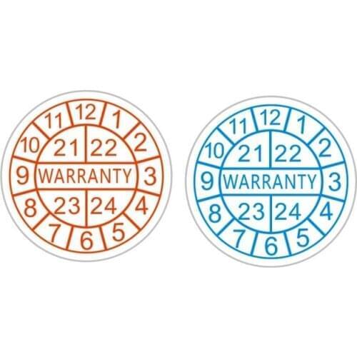 1200pcs Warranty Sticker Security Seal Sticker 2021 2022 2023 2024 Year Round Size 10*10mm Red Blue Color Fragile Label