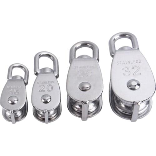 4Pcs/Set Swivel Lifting Rope Pulley Block Stainless Steel Pulleys Heavy Duty Steel Single Wheel For Wire Rope M15/M20/M25/M32