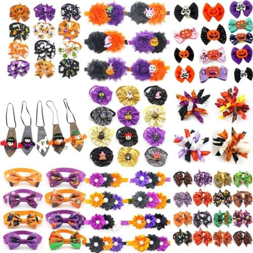 50 Pc Halloween Pet Dog Grooming Accessories Holiday Party Puppy Dog Bow Tie Necktie Pet Supplies Dog Bow Dog Accessories Bowtie