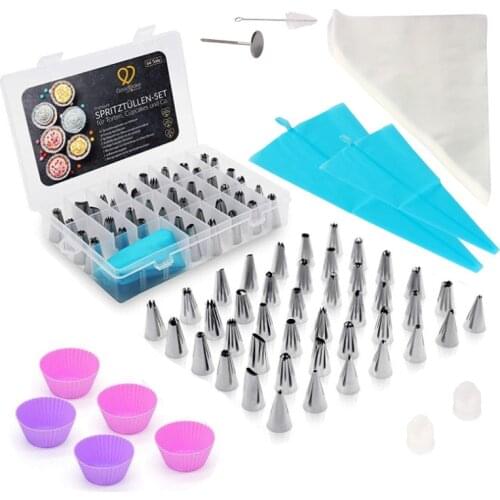 64 sets of flower mouth Stainless steel cream spray gun Cake decoration Candy Pastry Nozzle Baking tool decoration