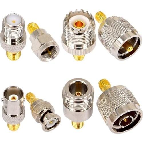 8Pcs Kit SMA Female RF Adapter SMA Female To UHF/BNC/F/N Coaxial Connector 4G Antenna Adapter Converter For Wifi Antenna