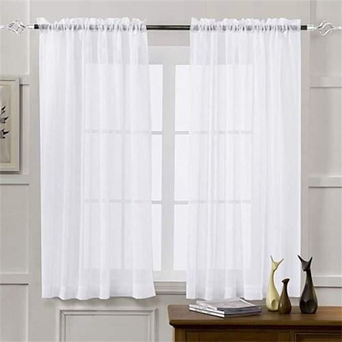 White Sheer Curtains With Rod Pocket for Living Room Bedroom Decoration Modern Semi Crinkle Window Treatments