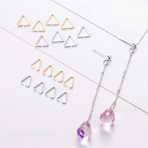 50pcs 7X8/8X9mm Metal Triangle Claps Contracted Earrings Pendant for DIY Necklace Bracletet Anklet Jewelry Making Findings