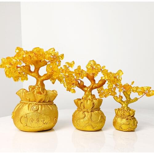 Feng Shui Citrine Money Tree,Natural Crystal Bonsai Money Tree,Lucky Tree Feng Shui Money Tree for Tabletop Decor Home Office
