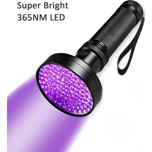 TOPCOM New Arrival 365nm LED UV Flashlight Middle Switch Light Super Bright 100 LED Ultraviolet Torch For Pet Urine Detect