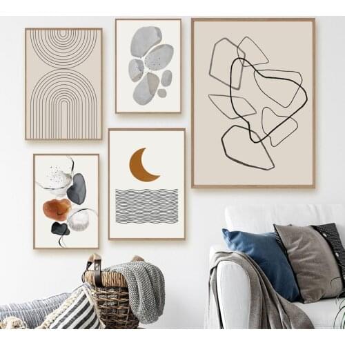 Gallery Wall Art Canvas Paintings Watercolor Abstract Geometry Lines Drawing Prints Nordic Poster Contemporary Art Poster Decor