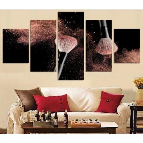 Canvas Home Decor Modular Wall Art Pictures Framework 5 Pieces Black Makeup Brushes Painting For Living Room HD Printed Poster