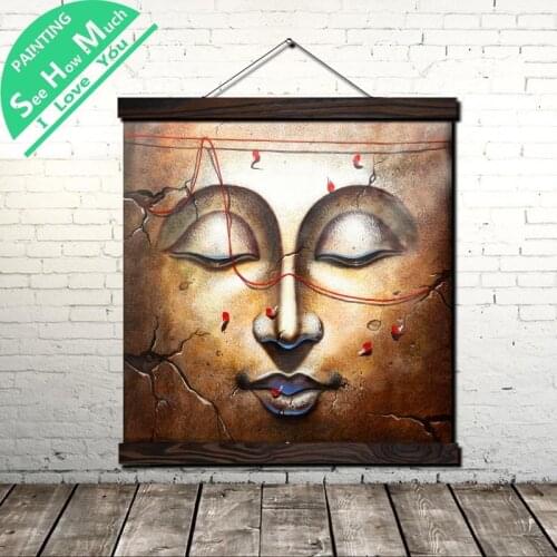 Serene Face On Wall Scroll Painting Canvas Vintage Poster and Prints Wall Art Picture Living Room Bedroom Farmhouse Decoration