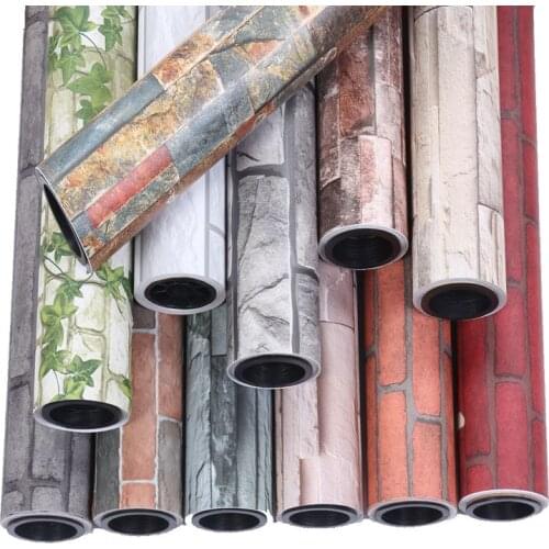 Chinese retro thick imitation brick wallpaper red brick blue brick PVC waterproof wall papers self-adhesive living room TV back