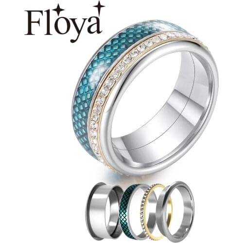 Floya Titanium Rings Couple Combination Delicacy Ring Femme Bijoux Punk Ring Stainless Steel Rings Band Free Box