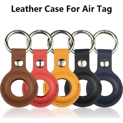 Leather Case For Air Tag Locator Tracker Protective Cover Key Ring Anti-lost Cover Sleeve Cases Accessories