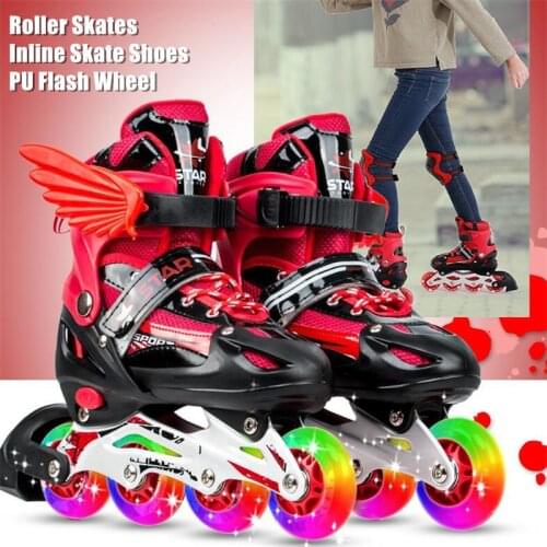 Boy&Girl Children PU Flash Wheel Speed Inline Skates Shoes Adult Men&Women Roller Skates Teens Sneakers for Foot Length:17-25cm