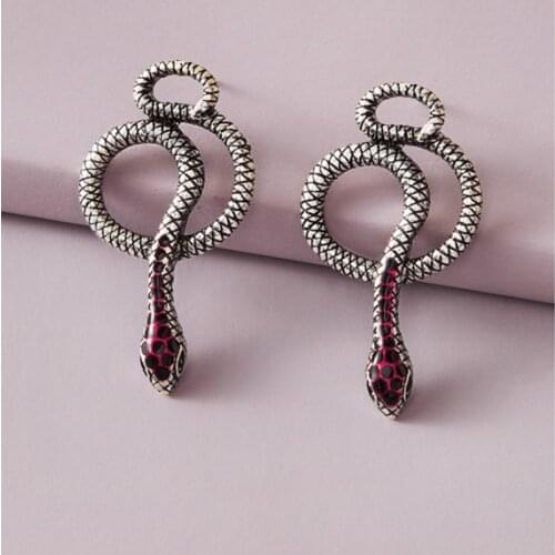 Metal Exaggeration texture popular C-shaped vintage snake earrings jewelry for women