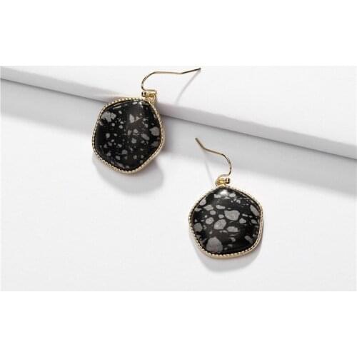 Fashion Jewelry Natural Stone Drop Earring Metal Statement Earring for Women