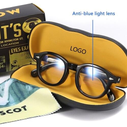 Johnny Depp Eyeglasses Men Anti Blue Light Mobile Phone Gaming Glasses Women Optic Computer Goggles Acetate Frame Brand Vintage