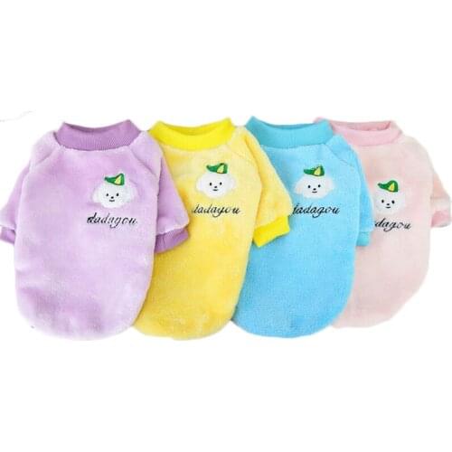 Candy Color Soft Dog Hoodies Cat Sweatshirt Winter Pet Clothes Fleece Pullover Hoody Shirt Coat For Small Medium Dogs Bichon Pug