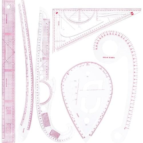 LMDZ French Curve Sewing Ruler Set Multi-functional Cutting Ruler Clothing Sample Metric Yardstick Fashion Design Pattern Tools