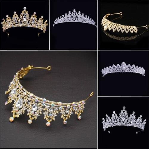 New Fashion Gorgeous Crystal Tiara Crown for Queen Baroque Bride Crowns Headbands Bridal Wedding Diadem Hair Jewelry Accessories