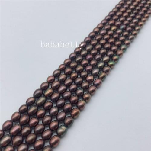 New 7-8mm Real Natural Chocolate Freshwater Pearl Loose Beads 15"