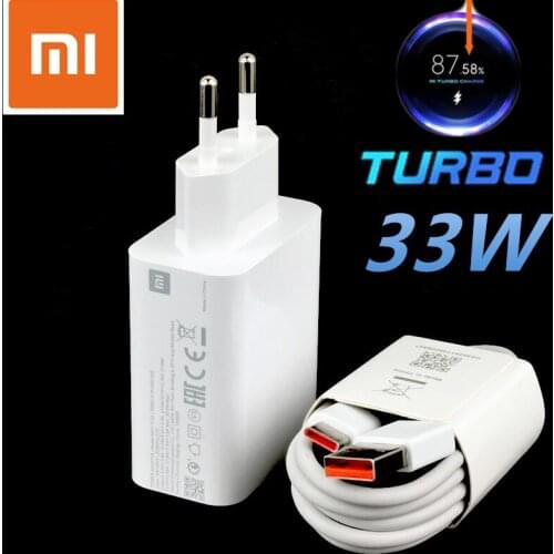Original Xiao Mi Poco X3 33W Fast turbo Adapter Type C Cable For Redmi K40 Pro Qc Red Mi Nota 9 Pro 10 K30 Mi 10 11Pro