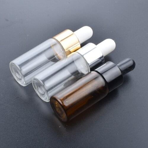 20PC 10ml Black Metal Cap Refill Dropper Amber Glass Bottle Essence Massage Plant oil Serum Aromatherapy Liquid Pipette Skincare