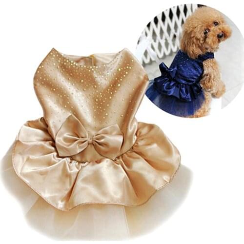 Pet Dress For Dog Dog Puppy Bow Gauze Skirt Cat Wedding Party Sequin Princess Clothes Evening Dress for Party Birthday