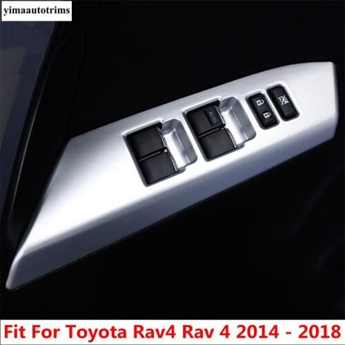 Yimaautotrims Interior Fit For Toyota RAV4 Rav 4 2014 - 2018 Inner Door Armrest Window Glass Lift Button Panel Frame Cover Trim