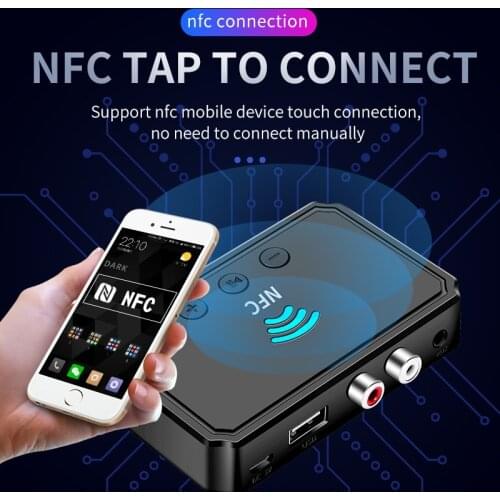 T36 NFC Bluetooth 5.0 Receiver A2DP AUX 3.5mm RCA Jack USB Smart Playback Stereo Audio Wireless Adapter For TV Car Kit Speakers