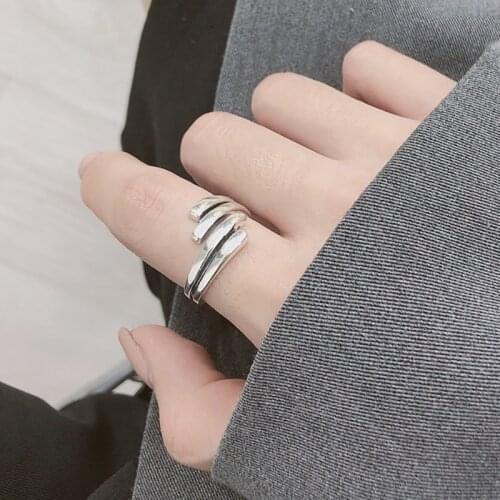 VENTFILLE 925 Sterling Silver Korean Ins Personality Simple Student Fashion Ring