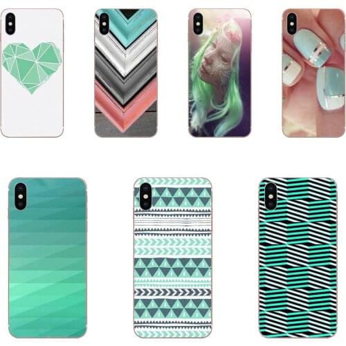 Clear Soft Shell Green Mint Geometric For Huawei Honor Mate 20 p40 lite pro 10i 20i 8S lite Y9 Y7 Y5 Prime 2019 2018