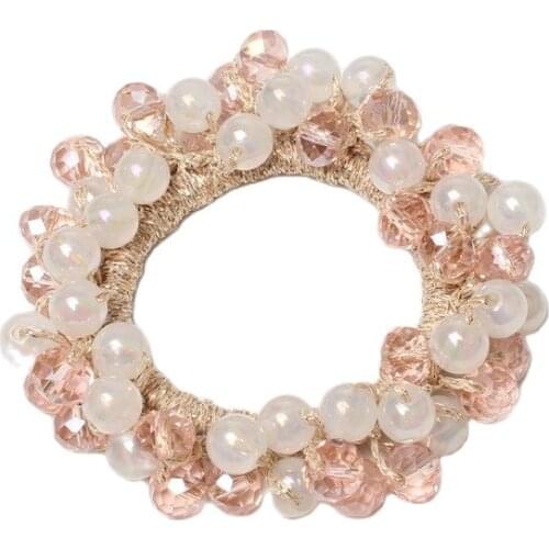 Cute Crystal Stone Hair Elastic Handmade Hair Tie AB Color Resin Beads Scrunchies For Girl Hair Accessories