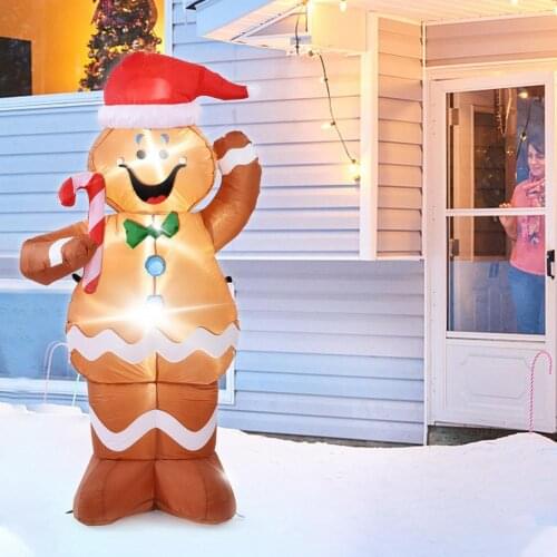 150cm Christmas LED Luminous Inflatable Gingerbread Man Doll LED Night Light Yard Garden Christmas Decoration Props For Kid Gift