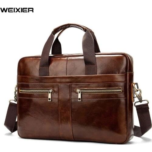 Casual Mens Bag Shoulder Bags Men Genuine Leather briefcase messenger bag Handbags mens briefcases office business tote bag