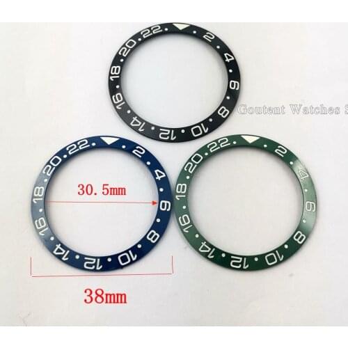38mm Super Luminous Watch Bezel Insert Black/blue/green Ceramic Bezel Insert Watch Parts Fits For 40mm GMT Watches