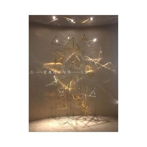 Triangular wrought iron shop decoration creative store exhibition hall air hanging ornaments front desk pendant engineering hang