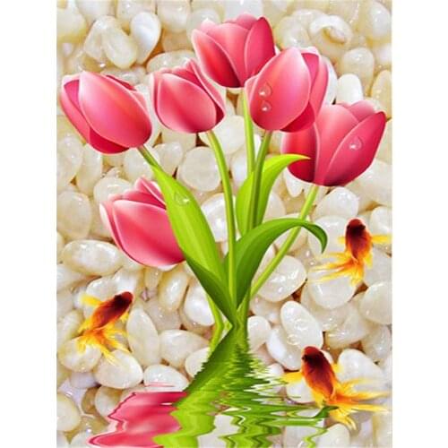 Tulips Flower Pre-Printed 11CT Cross-Stitch Embroidery Kit DMC Threads Sewing Handiwork Knitting Painting Gift Mulina