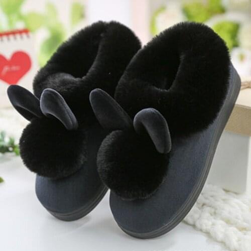Women House Slippers Winter Plus Size 43-46 TPR Down Soft Indoor Slippers For Girls Solid Sewing Short Plush Casual Shoes Woman