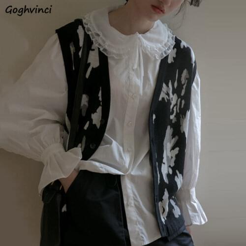 Sweater Vests Women Ins Popular Autumn V-neck Student Korean Style Loose Pattern Jacquard Single Breasted Knitwear Chic Newest