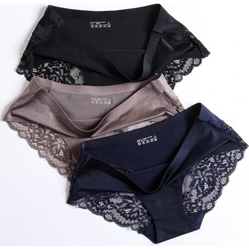Womens Lace Underwear Seamless Panties Sexy Female Mid-Rise Silky Soft Panties Cotton Crotch Briefs Factory Dropshipping wt05