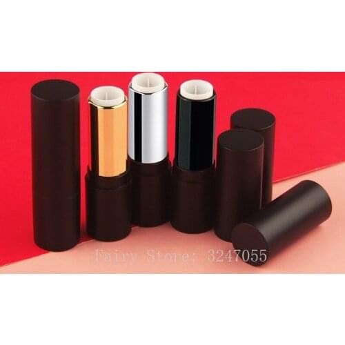 1/2/5pcs Black Silver Gold Round Empty 12.1mm Lipstick Tube Lip Balm Container Lipstick Shell Packaging Cosmetics Refillable