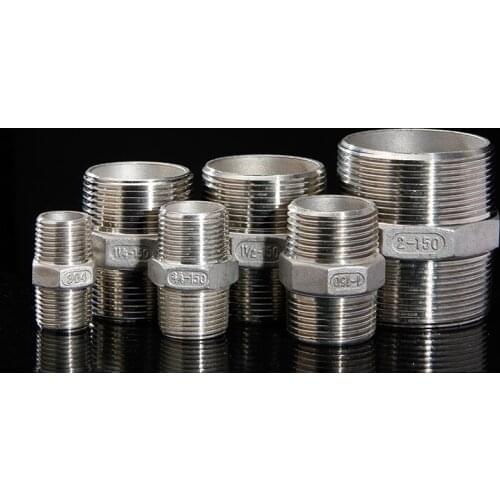 1/8" 1/4" 3/8" 1/2" 3/4" 1" 1-1/4" 1-1/2" BSP Male to Male Threaded Hex Nipple Reducer Straight Pipe Fitting Stainless Steel 304