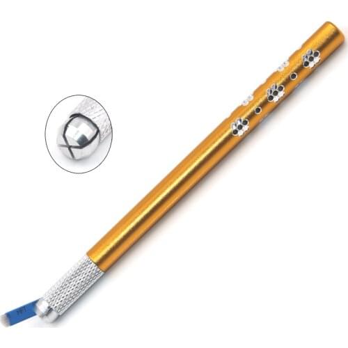 1pcs nice Golden manual tattoo caneta 3d permanent makup tools eyebrow tattoo pen for sale free shipping