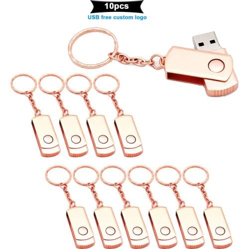 10pcs metal drive 64GB flash usb memory 8GB pendrive 4GB 8GB16GB 32GB flash usb flash drive 128GB cle usb 2.0 memory stick gift