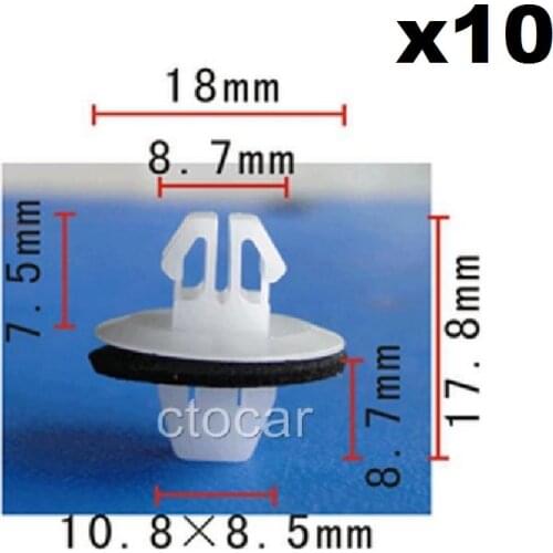 10pcs OEM Nylon for Toyota /Universal (Fit Size) #90467-11063 Rocker Panel Moulding Retainer Clip 9046711063