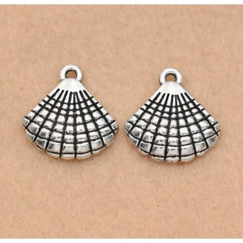 10pcs Antique Silver Plated Shell Charms Pendants for Jewelry Making Bracelet Accessories Diy Jewelry Findings 17x16mm