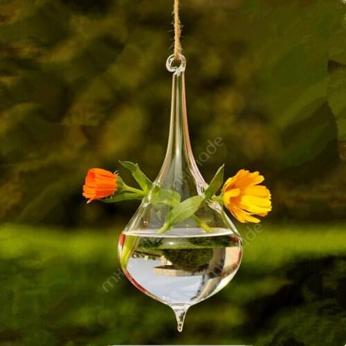 12pcs/pack Diameter=7.5cm Water Drop Shaped Glass Terrarium Vase Creative Transparent Hanging Decorative Gift